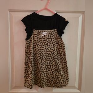 Nike Kids Black and Tan Leopard Flower Dress